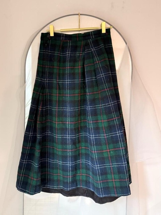 Woolrich Dresses & Skirts - Vintage Woolrich Classic Green Navy Plaid A-Line Midi Skirt US 8